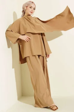 Shoulder Cape Detailed Modal Two-Piece Set