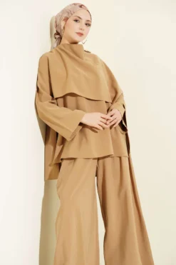 Alternative view of Shoulder Cape Detailed Modal Two-Piece Set