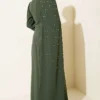 Shoulder Cape Pearl Evening Dress Khaki Großhandel dress view 3 - Hicabistan Türkei Fabrik