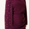 Shoulder Cape Pearl Evening Dress Plum groothandel dress view 4 - Hicabistan Turkije fabriek