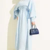 Shoulder Cape Dress with Sequin Details Baby Blue