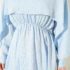 Shoulder Cape Dress with Sequin Details Baby Blue groothandel dress view 4 - Hicabistan Turkije fabriek