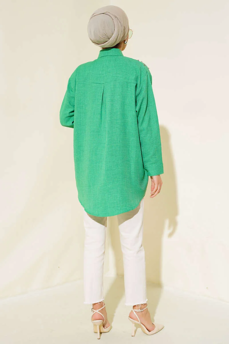 Shoulder Stone Hidden Button Shirt Benetton - Image 3