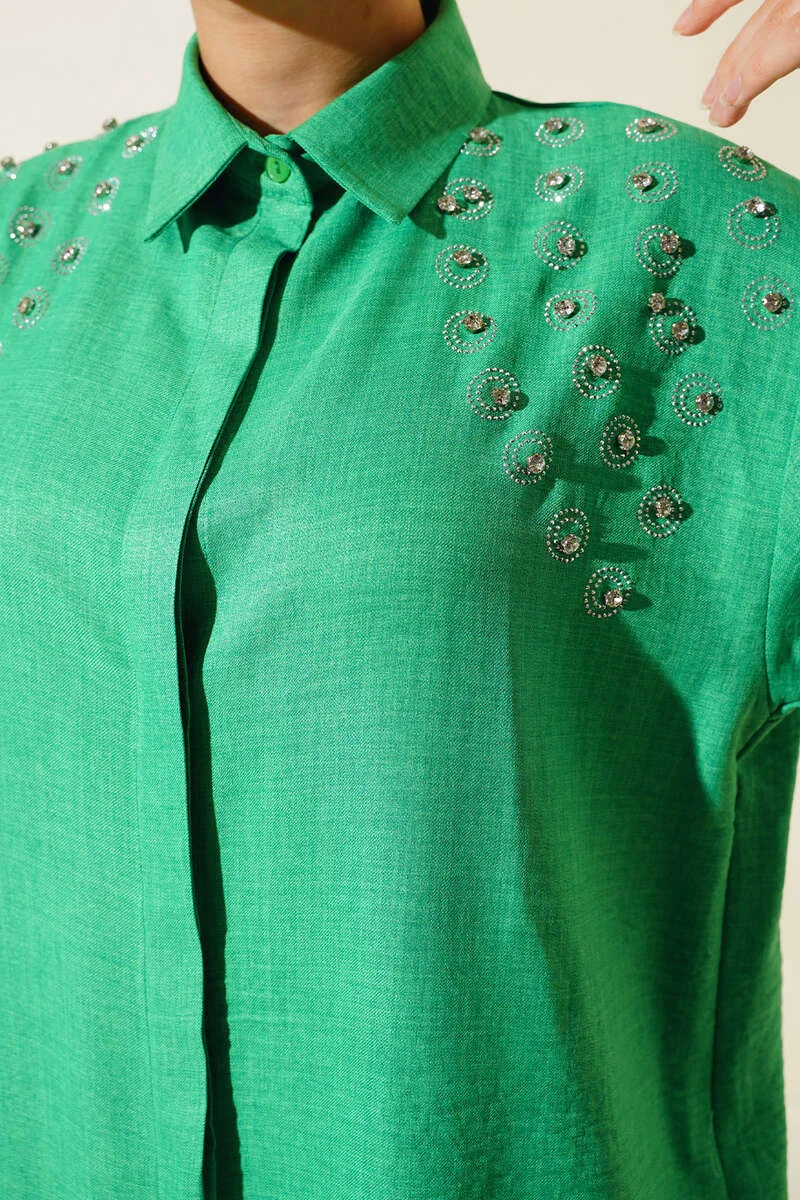 Shoulder Stone Hidden Button Shirt Benetton - Image 4