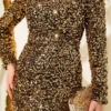 Feathered Sequin Evening Dress Black wholesale dress view 4 - Hicabistan Turkey factory