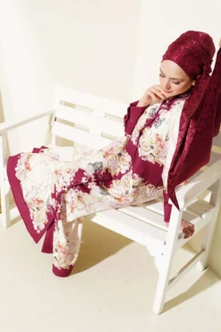 Alternative view of Authentic Pattern Button-Down Dress Burgundy