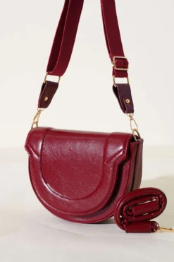 Oval Stitch Detail Bag Burgundy
