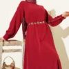 Oval Cut Long Tunic Two-Piece Set Burgundy