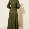 Glitter Sequin Evening Dress Khaki wholesale dress view 3 - Hicabistan Turkey factory