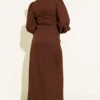 Fringe Embellished Side Tied Evening Dress Brown all'ingrosso dress view 3 - Hicabistan fabbrica Turchia
