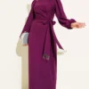 Fringe Embellished Side Tied Evening Dress Purple