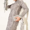 Fringed Sequin Evening Dress Grey wholesale dress view 2 - Hicabistan Turkey factory