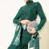 Fringed Sequin Evening Dress Emerald wholesale dress view 2 - Hicabistan Turkey factory