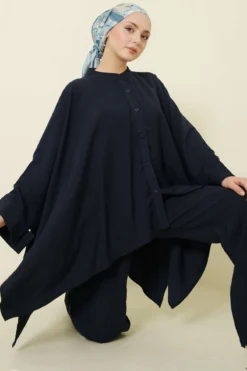 Oversized Tencel Two-Piece Set Navy Blue