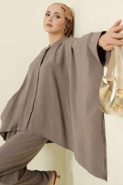 Alternative view of Oversized Tencel Two-Piece Set Mink