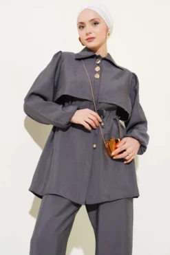 Detailed Piece Belt Tunic Two-Piece Set al por mayor clothing set view 2 - Hicabistan fábrica Turquía