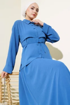 Alternative view of Detailed Piece Belted Skirt Ayrobin Set Indigo