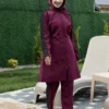 Parachute Fabric Zippered Modest Swimsuit Fuchsia