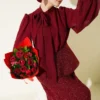 Shiny Sequin Detailed Evening Two-Piece Set Burgundy wholesale clothing set view 2 - Hicabistan Turkey factory