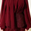 Shiny Sequin Detailed Evening Two-Piece Set Burgundy wholesale clothing set view 4 - Hicabistan Turkey factory