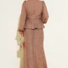 Shiny Sequin Detailed Evening Two-Piece Set Brown all'ingrosso clothing set view 3 - Hicabistan fabbrica Turchia
