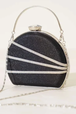 Shiny Embellished Evening Bag Black