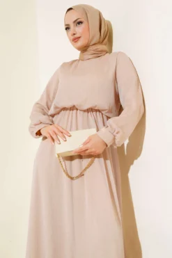 Alternative view of Shiny Tulle Dress Beige