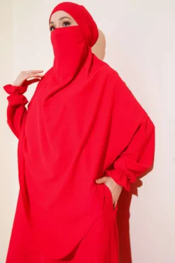 Alternative view of Shawl Abaya Red
