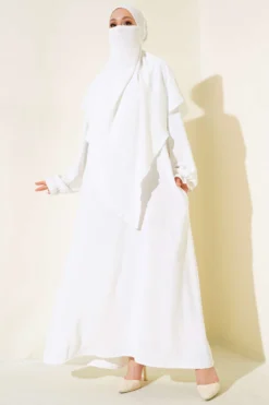 Veiled Wide Abaya White