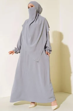 Veiled Wide Abaya Grey