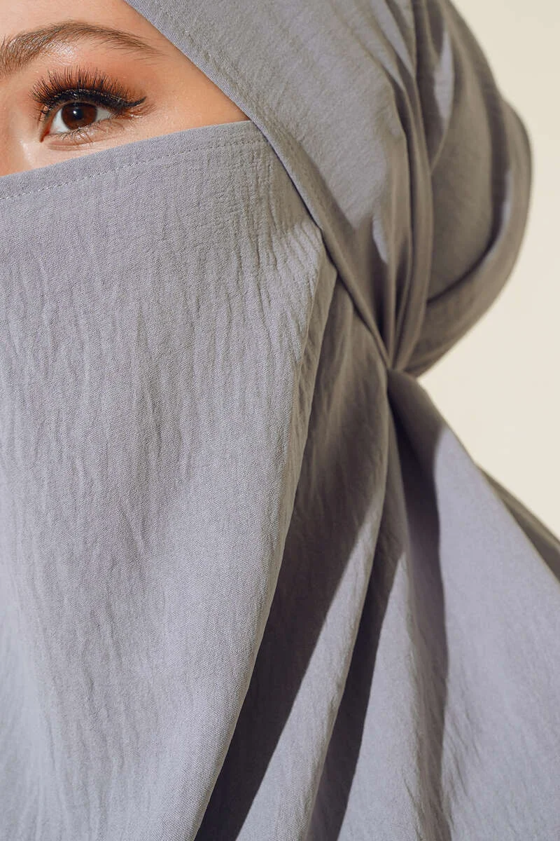 Veiled Wide Abaya Grey - Image 4
