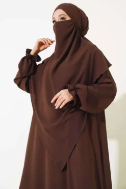 Alternative view of Veiled Wide Abaya Brown