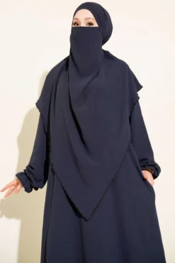 Alternative view of Veiled Wide Abaya Navy Blue