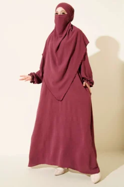 Veiled Wide Abaya Plum