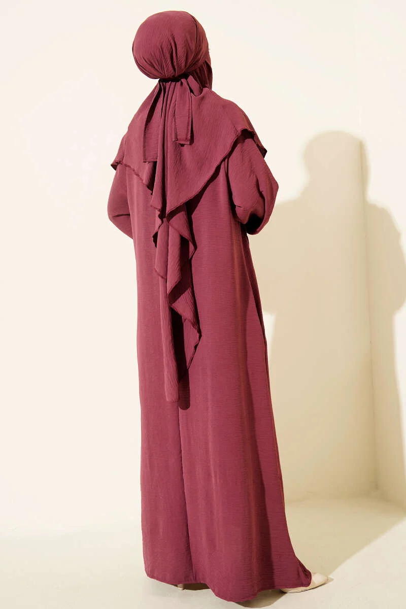 Veiled Wide Abaya Plum - Image 3