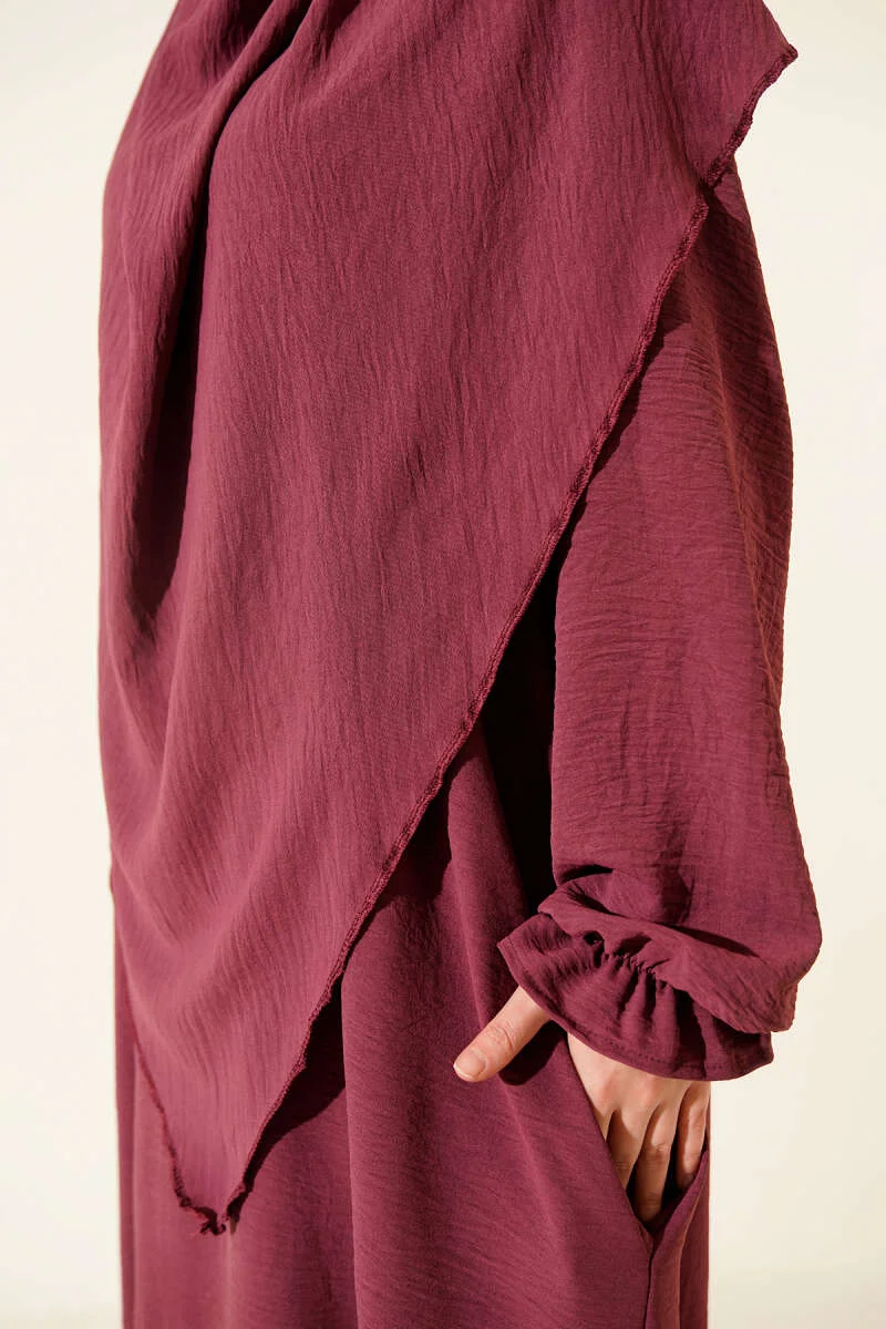 Veiled Wide Abaya Plum - Image 4