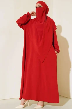 Veiled Wide Abaya Pomegranate Blossom