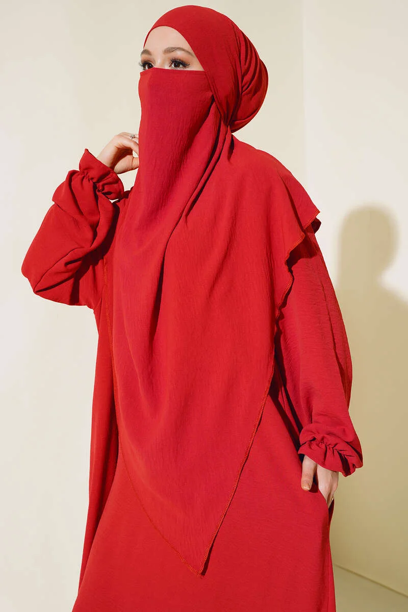 Veiled Wide Abaya Pomegranate Blossom - Image 2
