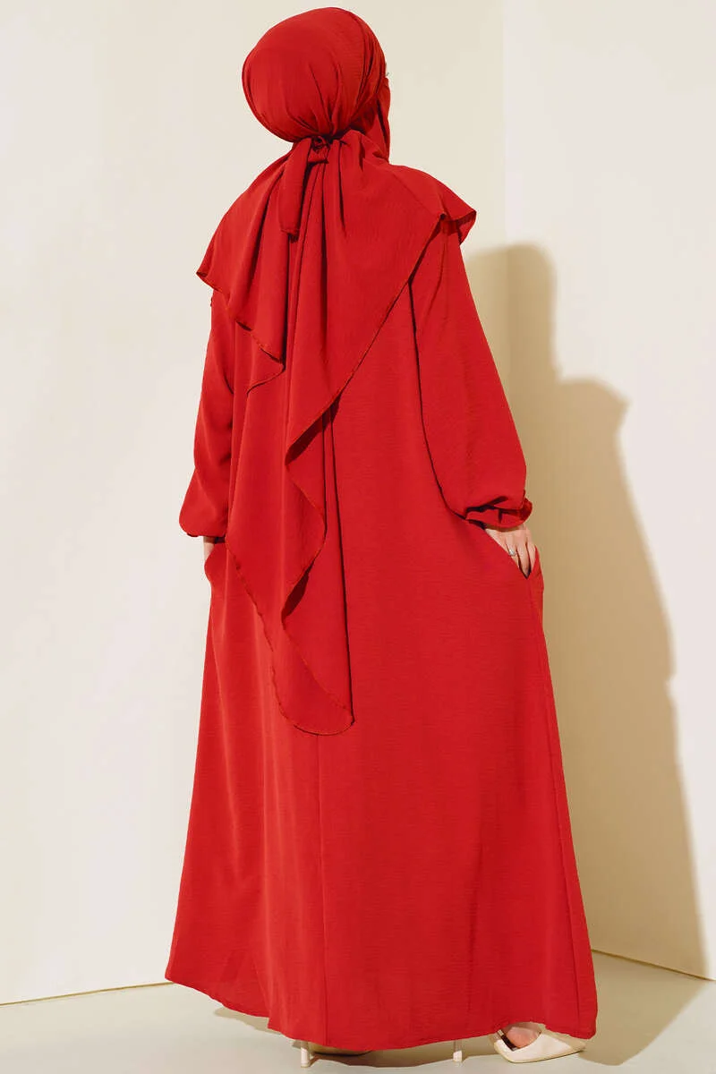 Veiled Wide Abaya Pomegranate Blossom - Image 3