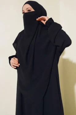 Alternative view of Veiled Wide Abaya Black