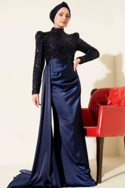 Cape Navy Blue en gros dress view 2 - Hicabistan usine Turquie