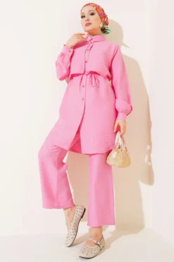 Cloak with Tie Two-Piece Set Pink
