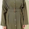 Belted Two-Piece Set with Detail Khaki wholesale clothing set view 4 - Hicabistan Turkey factory