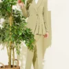 Blazer Jacket Set with Pile Detail