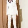 Blazer Jacket Set with Pile Detail White en gros clothing set view 3 - Hicabistan usine Turquie