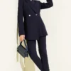 Blazer Jacket Set with Pile Detail Navy Blue wholesale clothing set view 2 - Hicabistan Turkey factory