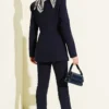 Blazer Jacket Set with Pile Detail Navy Blue wholesale clothing set view 3 - Hicabistan Turkey factory