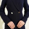 Blazer Jacket Set with Pile Detail Navy Blue wholesale clothing set view 4 - Hicabistan Turkey factory