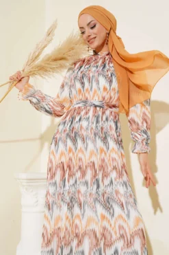 Alternative view of Pleated Chiffon Dress Brown
