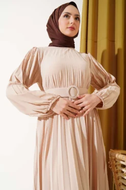 Alternative view of Pleated Belted Ayrobin Dress Beige